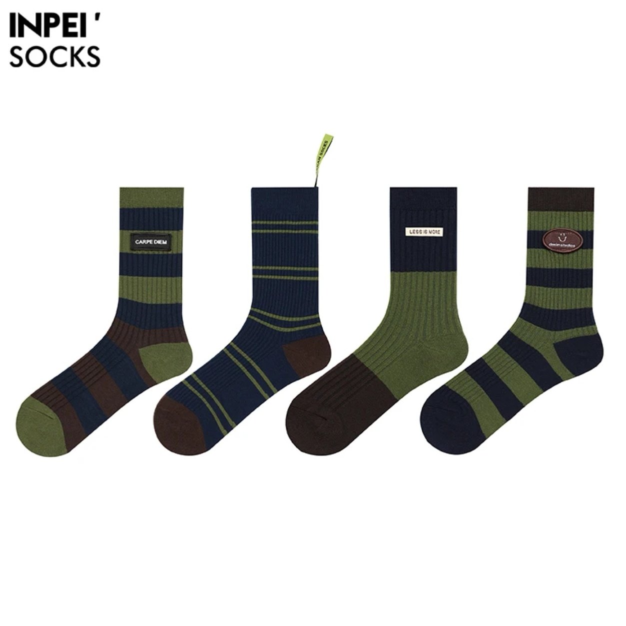 高品质双针重工抗起球休闲棉袜子女中筒军绿复古港风中筒袜学院风