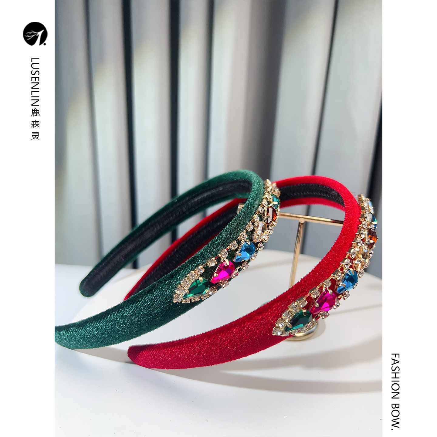 鹿森灵韩版新款布艺时尚彩钻发箍