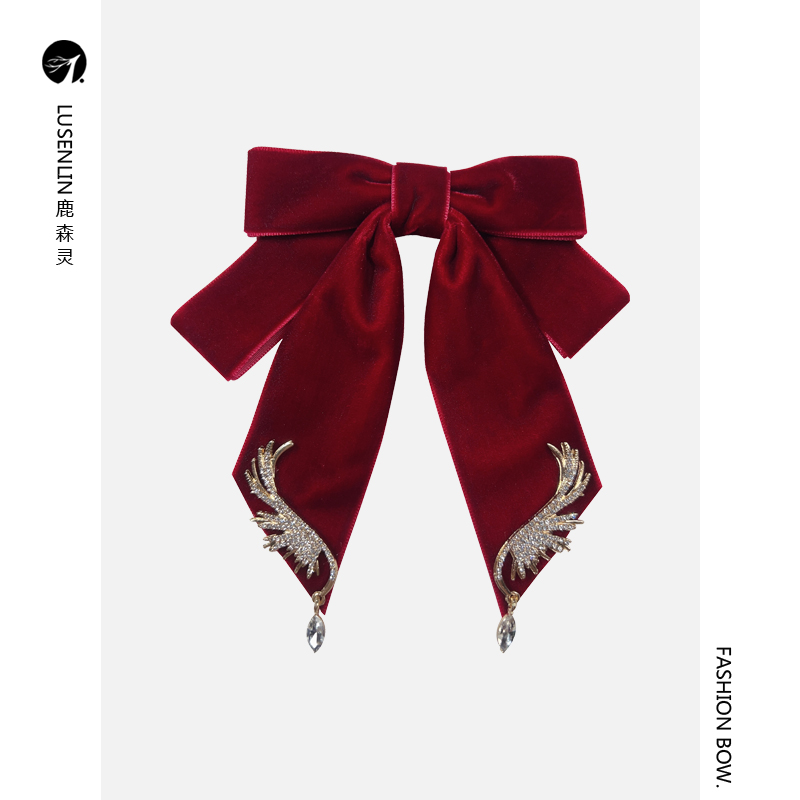 鹿森灵婚礼男女领结原创手工制做