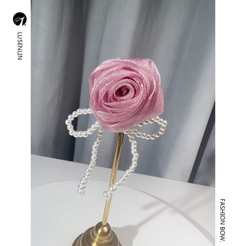鹿森灵韩国珍珠胸针玫瑰花朵胸针
