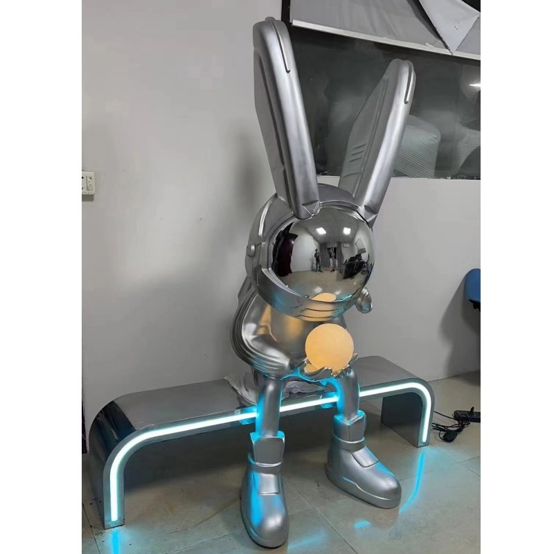 潮牌ROBBI兔月光兔落地大摆件酒吧KTV网红拍照商场美陈软装雕塑