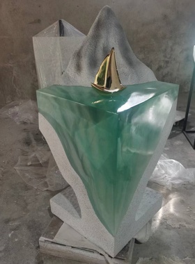 简约创意雕塑透明树脂海洋落地摆件酒店别墅样板房玄关装饰艺术品