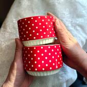 波点控超值 两只入4寸红色圆点可爱陶瓷叠叠碗甜品碗麦片碗轻食