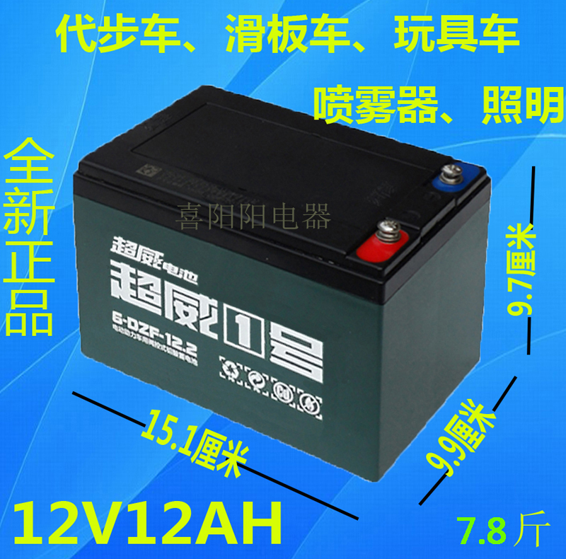 超威蓄电池24v12ah玩具车小海豚