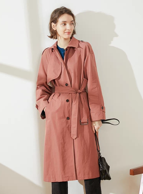 Miccbeirn女装翻领长袖双排扣风衣外套4771108 4771107