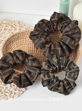 大姐姐jill同款字母大肠发圈中古vintage老花皮筋韩国法式头饰