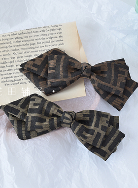 jill大姐姐同款后脑勺发夹字母ff蝴蝶结顶夹中古边夹韩国复古发饰