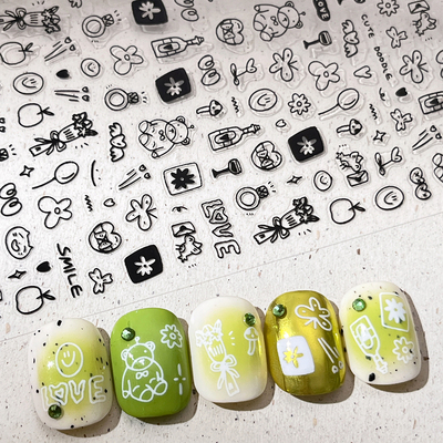 网红小熊美甲贴纸可爱卡通