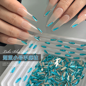 网红湖蓝色长水滴美甲饰品迷你混装 平底异形美甲钻马眼指甲装 饰品