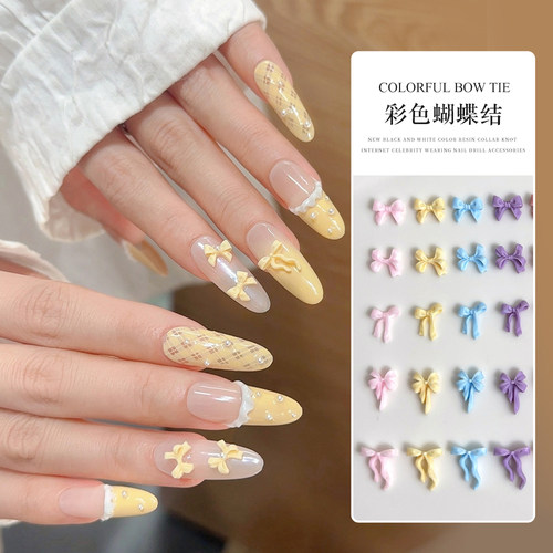 网红马卡龙迷你蝴蝶结指甲装饰