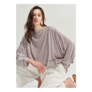 宽松T恤女春夏 宽松蝙蝠衫 OWNSONG醋酸真丝天丝 柔软松弛廓形长袖