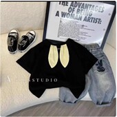 兔耳朵可爱短袖 新款 T恤棉中小儿童宝宝上衣服 2026夏季 男女童装