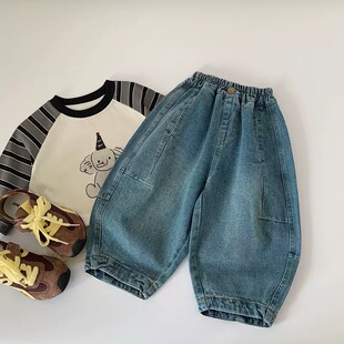 百搭耐穿儿童裤 中小童春款 宽松休闲裤 男女宝宝日韩版 子潮 牛仔长裤