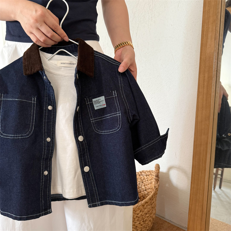 儿童衬衫宝宝牛仔衬衣外套