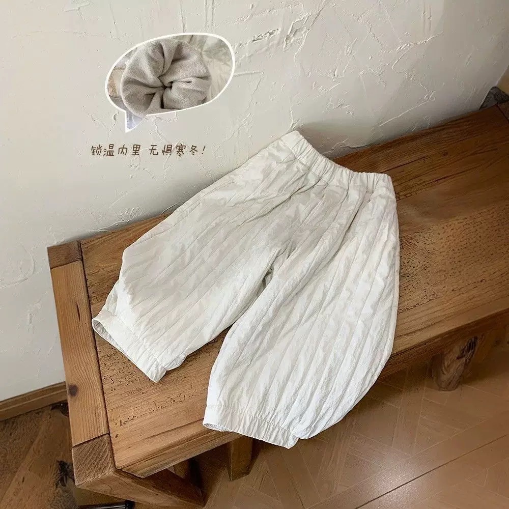 儿童冬装韩版百搭长裤男宝宝纯色洋气加绒休闲裤男女冬季