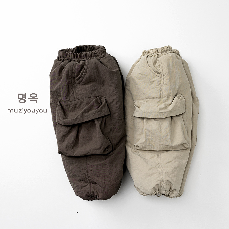 男童女童加绒加厚棉裤冬季新款儿童保暖休闲中小童工装裤