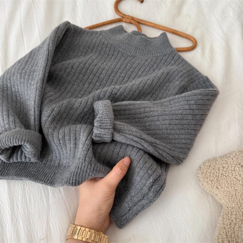 儿童毛衣2025冬季新品男女童高领坑条毛衣宝宝纯色打底