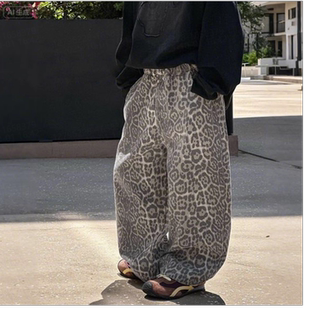 韩版2026春款儿童宽松格子设计感直筒牛仔裤男女童百搭阔腿裤潮范