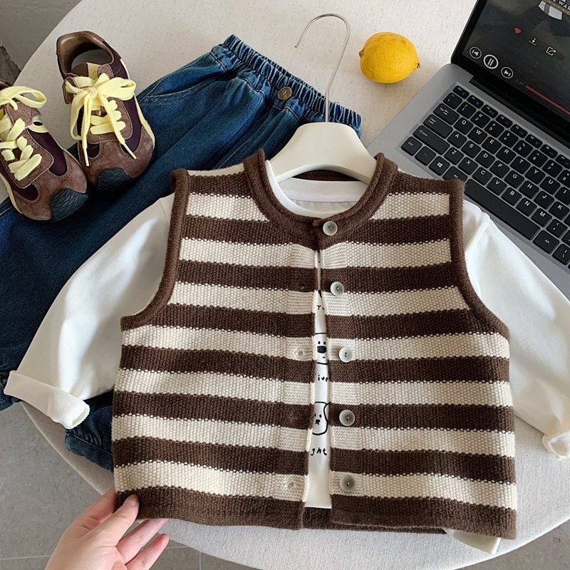 韩系童装儿童毛衣马甲春装男童圆领针织开衫背心条纹春秋男孩上衣,童装/婴儿装/亲子装,马甲,淘宝优惠券,粉丝福利购,淘宝优惠卷