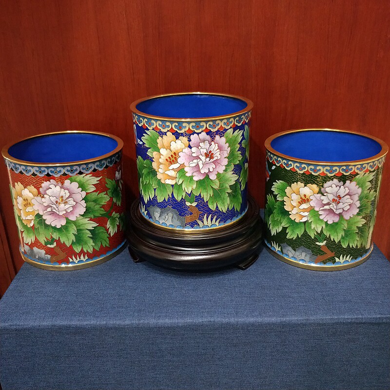 北京特色工艺礼品景泰蓝笔筒铜胎掐丝珐琅家居工艺品摆件出国礼物