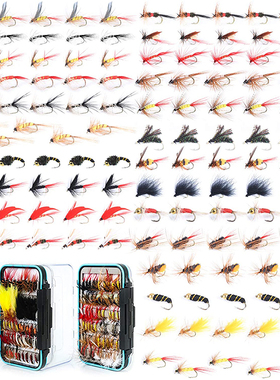 大号飞蝇假饵干式钩套装  woolly bugger 飞钓钩羽毛钩大尾巴鲈鱼