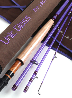 飞蝇钓345号玻璃钢竿 布桶 Unic glass 中小号紫色翘嘴鳟鱼鲫鱼竿