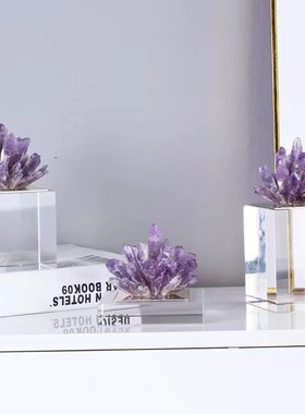 天然蓝色晶石水晶底座摆件简约客厅样板间酒柜摆设现代玄关饰品