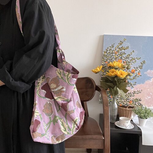 liberty同款小众设计感单肩包女大容量帆布包百搭通勤托特包
