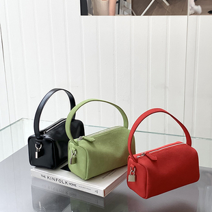 肉肉陈Whiterm韩版新款百搭简约手提小包豆腐包单肩腋下笔筒包