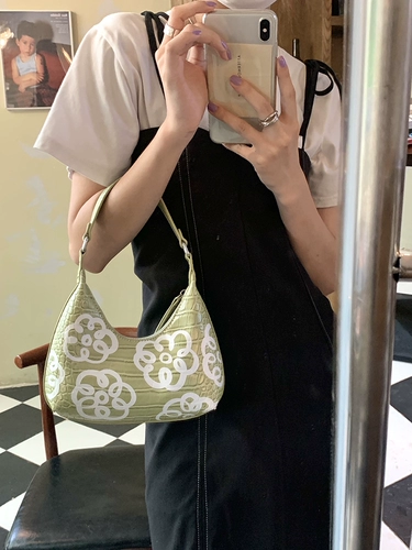 Небольшая дизайнерская сумка на одно плечо, ремешок для сумки, Южная Корея, в цветочек, крокодиловый принт