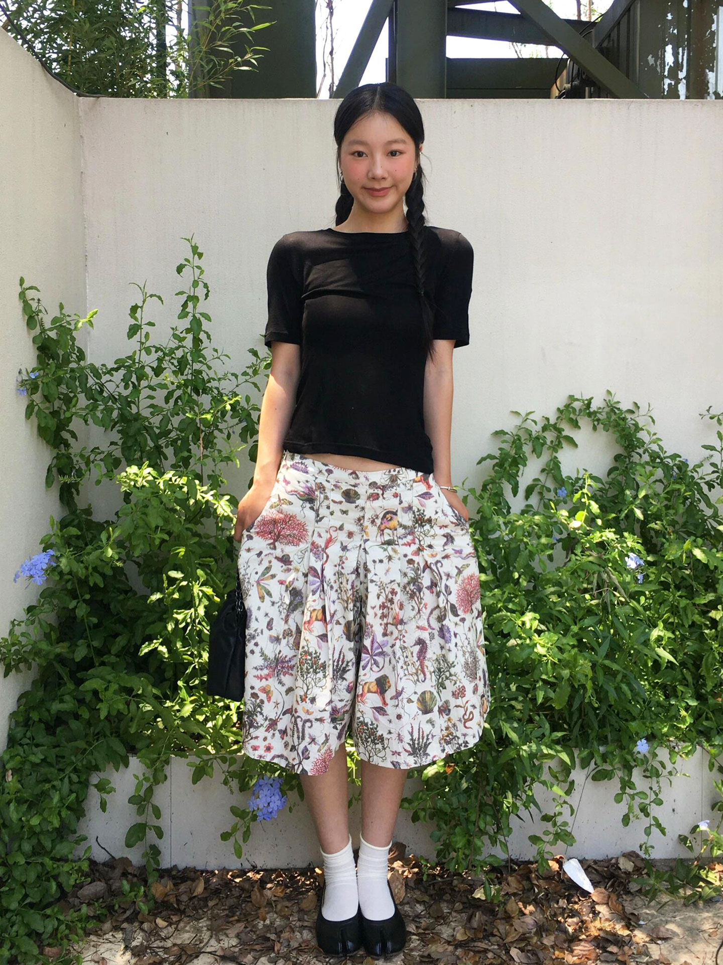 【Summer Refreshing Coolness】Japanese Retro Pleated Skirt Pants for Women, Summer Full Floral Print Loose Casual Wide-Leg Mid-Length Pants