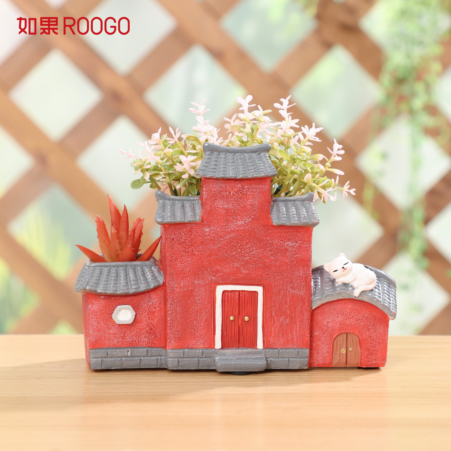 宫墙柳多肉花盆创意中式微景观装饰花园阳台创意造型桌面植物盆栽