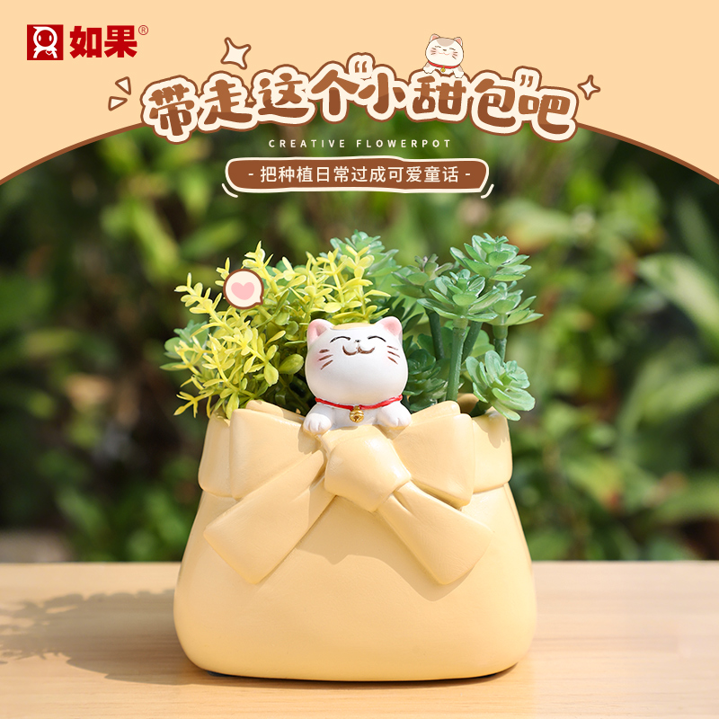 少女的背包多肉花盆花园阳台创意造型微景观植物盆栽桌面装饰品