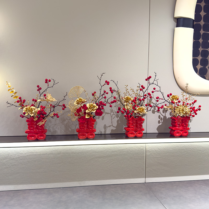wo+双喜临门花瓶摆件婚房装饰花