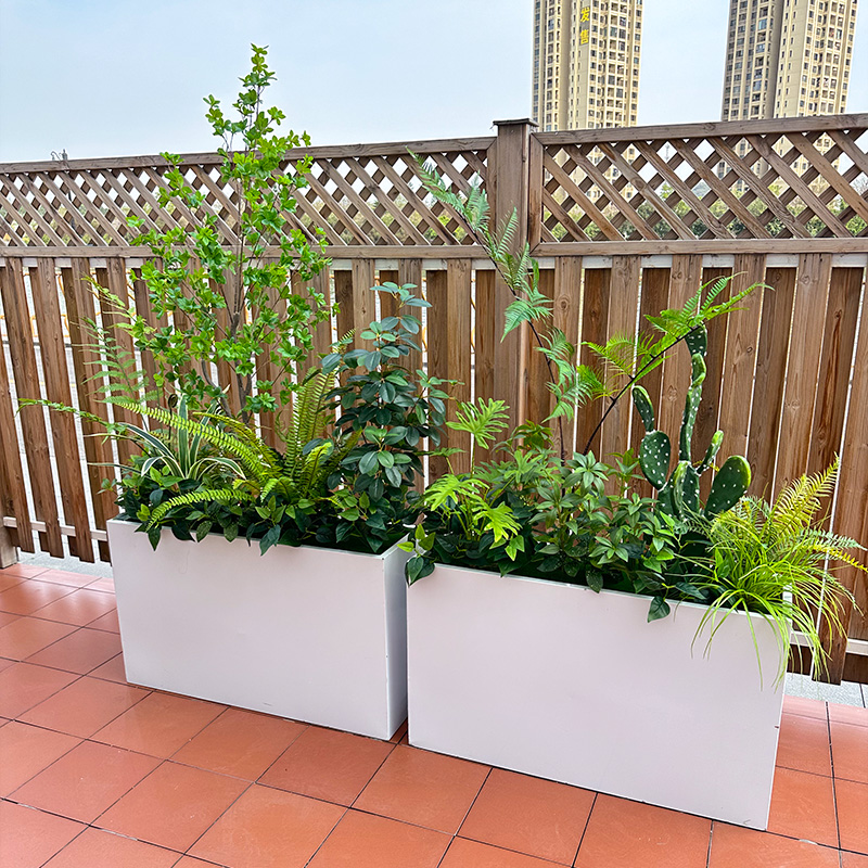 wo+仿真吊钟树绿植花箱组合搭配