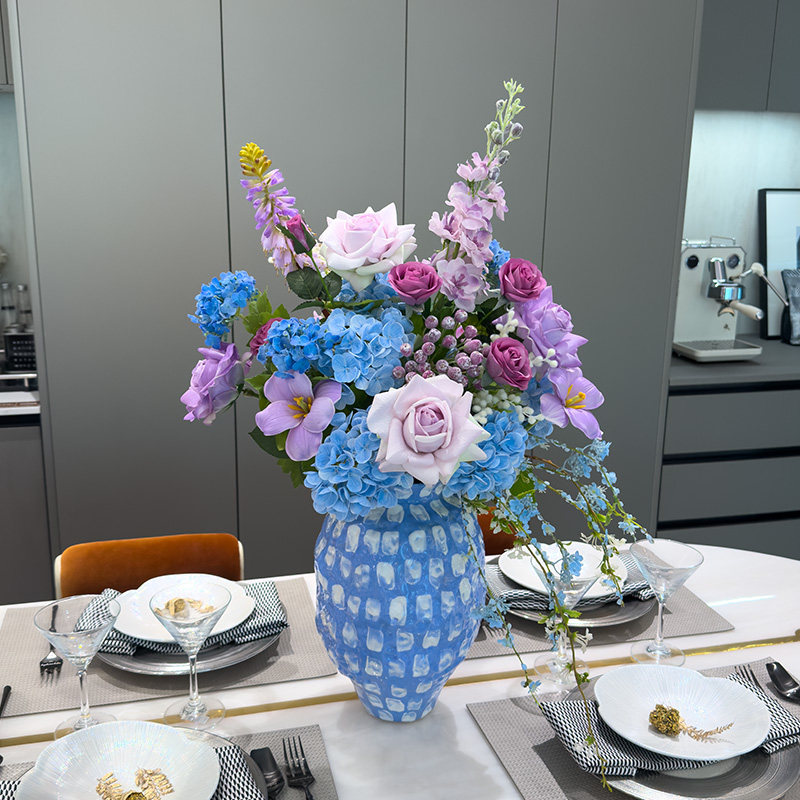 wo+仿真高档蓝色系手感保湿花束装饰花假花桌面摆件客厅茶几摆放,家居饰品,仿真花/假花,淘宝优惠券,粉丝福利购,淘宝优惠卷