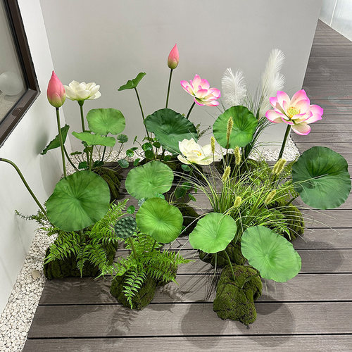 wo+仿真莲花景观酒店餐厅摆放