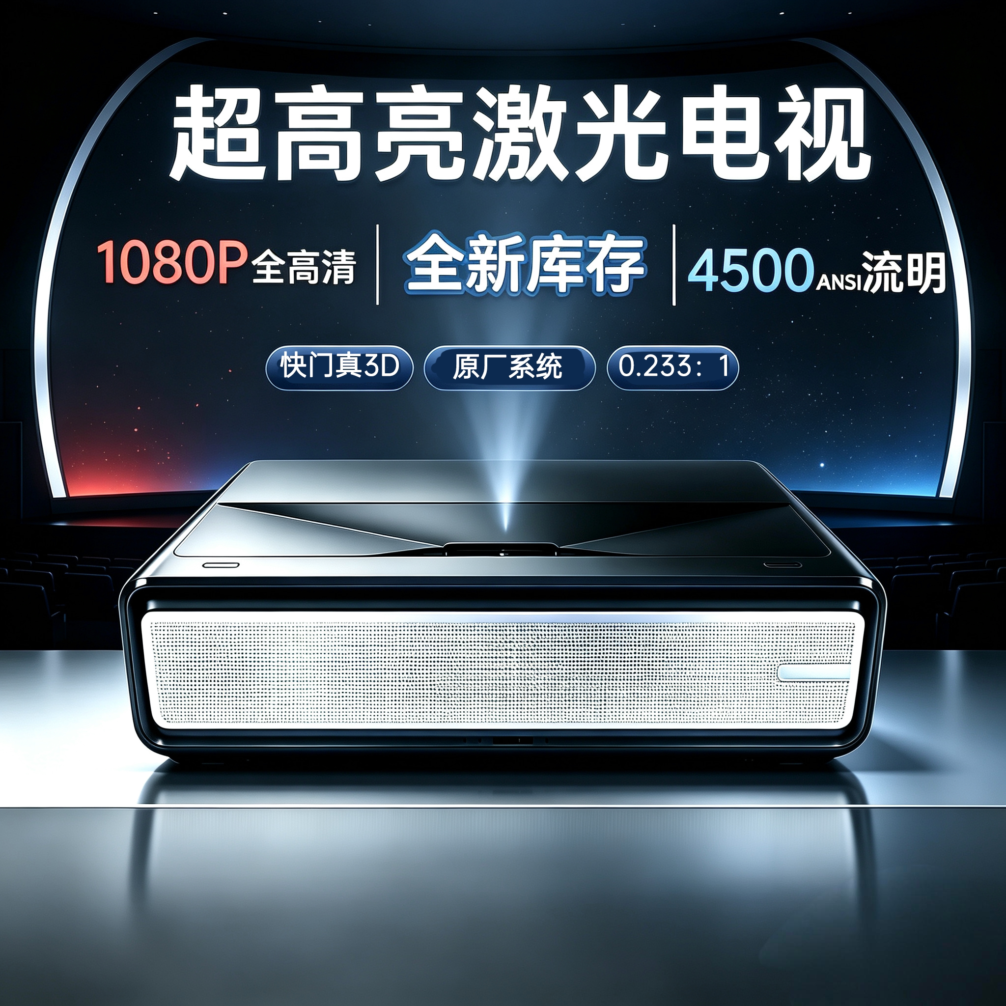 国画激光投影仪家用高清1080P 4K全高清4500流明3D投影机原厂系统激光电视【库存新机】