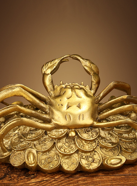 铜螃蟹摆件八方来家居店铺装饰纵横天下办公室摆件送礼