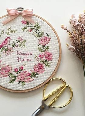 法国DMC十字绣套件花环小鸟欧式花卉客厅卧室精准印花11176