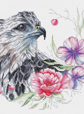 法国DMC十字绣套件鹰和花欧式杂志动物客厅卧室挂画精准印花13395