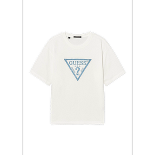 韩国代购 半宽松纯棉圆领牛仔风三角logoT恤MQ2K9432 26夏GUESS男士