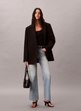 韩国代购2026春夏CKJ女亚洲版中蓝宽腿牛仔裤纯棉舒适四季47F461G