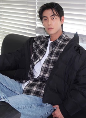 CK Jeans韩国代购25冬男士休闲通勤商务纯棉翻领格子外套4RE114G