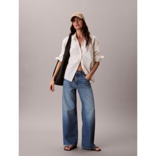 韩国代购 亚麻混纺舒适透气日常47F731G 26春夏CKJ女宽腿牛仔裤