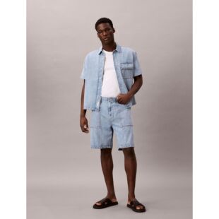 透气轻薄休闲工装 亚麻牛仔衬衫 4RF906G 26春夏CKJ男士 韩国代购