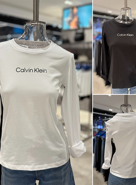 CALVIN KLEIN JEANS韩国代购25秋女休闲打底修身长袖T恤47D281G
