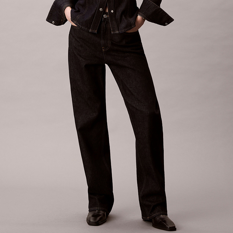 CK Jeans韩国代购25冬女士休闲通勤时尚百搭微喇牛仔裤47E707G