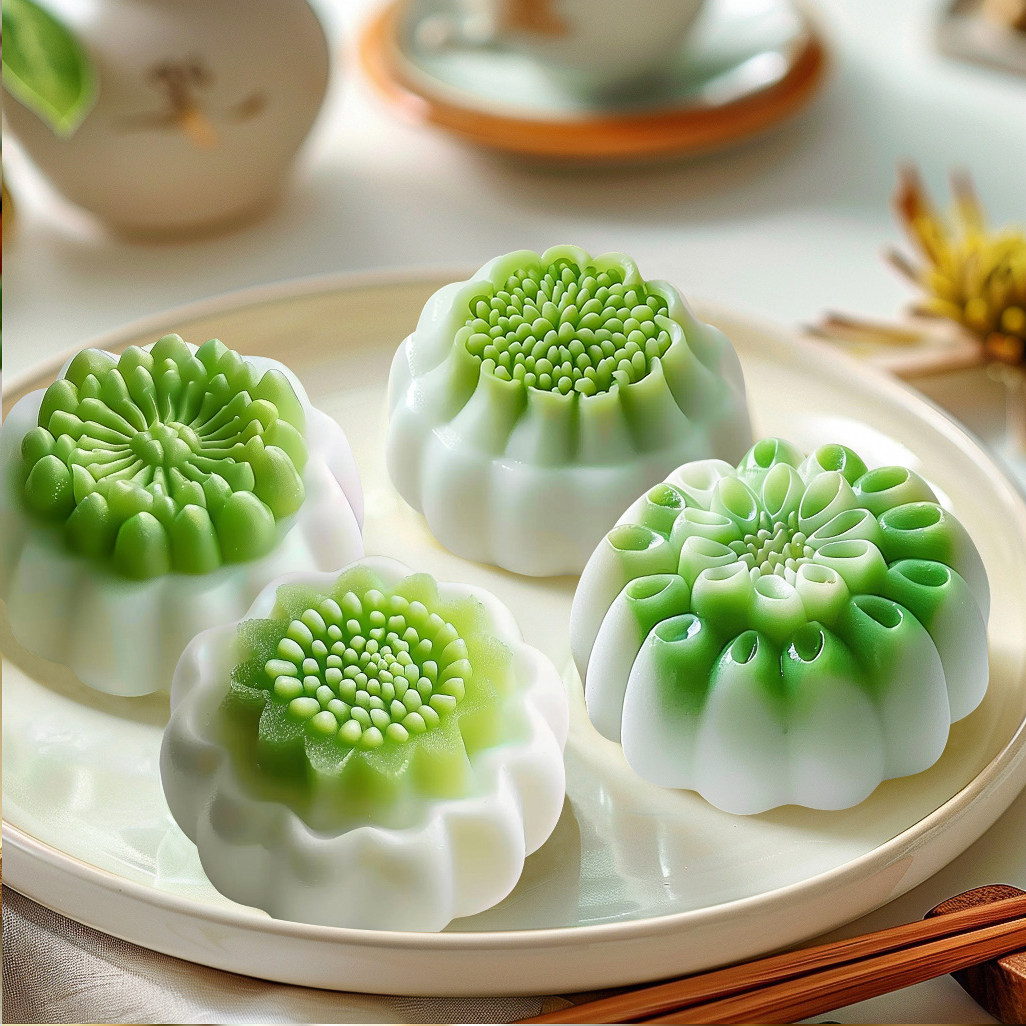 国风花苞绿豆糕模具自制莲花迷你月饼茶果子磨具花朵糕点模不粘模