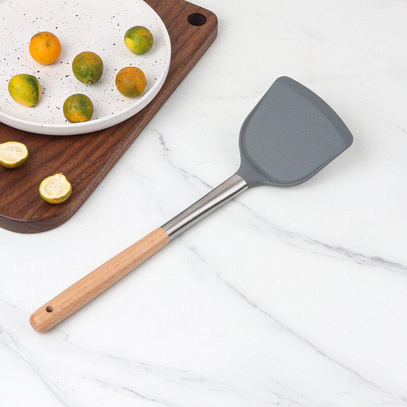 木柄不锈钢食品级硅胶铲不粘锅专用家用耐高温铲子厨具炒菜不伤锅